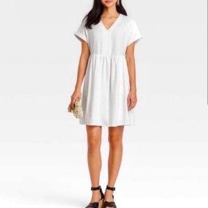 Universal thread white linen dress, size small, for everyday/casual wear